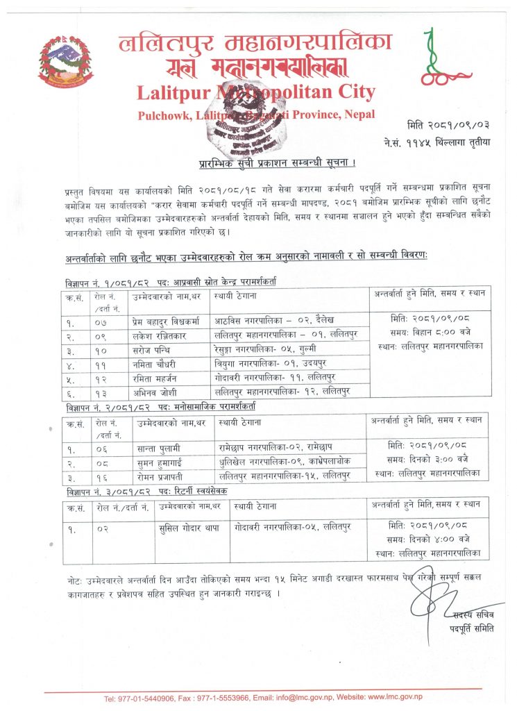 प्रारम्भिक सुची